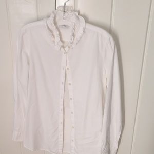 White blouse with fun ruffle collar